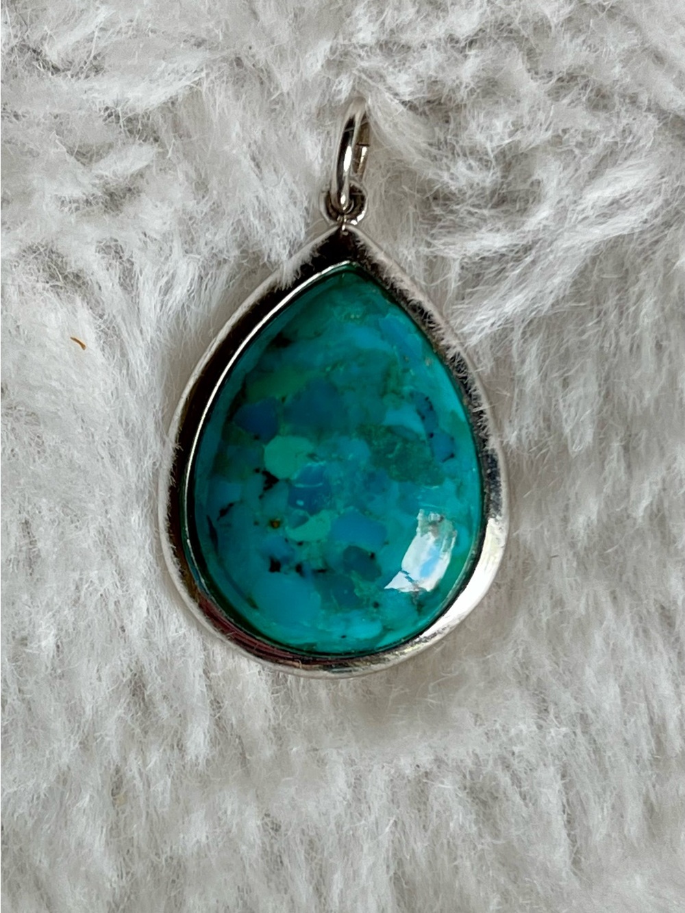 925 SS Teardrop Turquoise-Blue Pendant Necklace